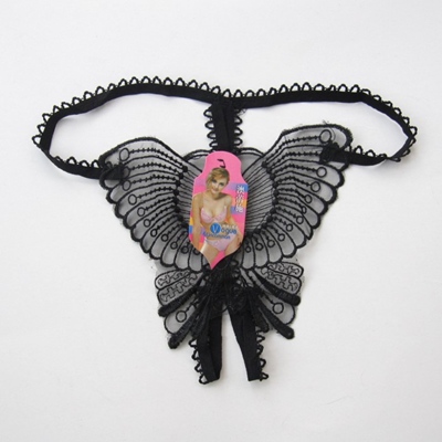 ++พร้อมส่ง++จีสตริงลายผีเสื้อสีดำปิดเป้า เซ็กซี่ สวยเก๋ 