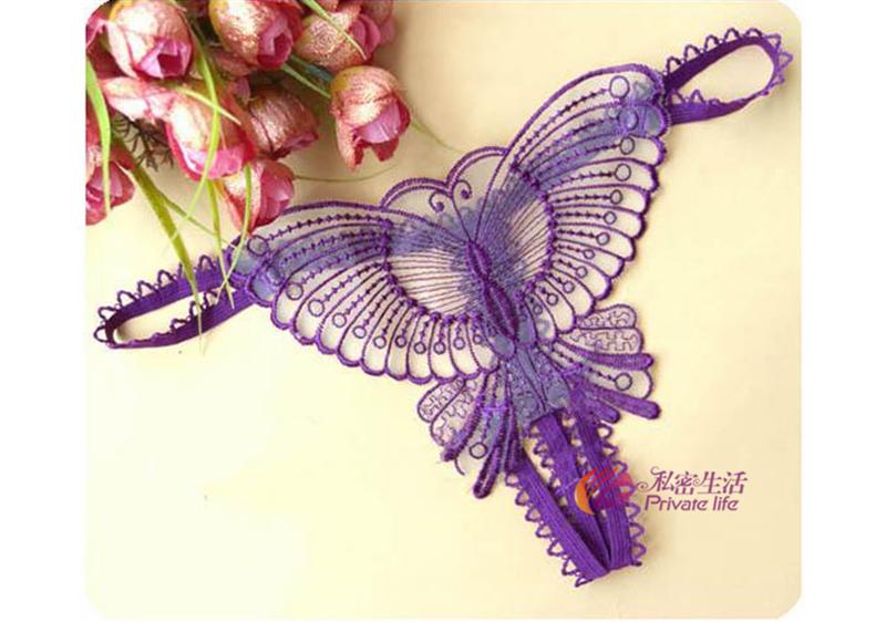 ++พร้อมส่ง++จีสตริงลายผีเสื้อสีม่วงเปิดเป้า เซ็กซี่ สวยเก๋ 