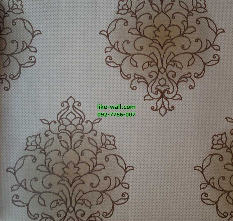 วอลเปเปอร์ติดผนังลายดอกไม้สีน้ำตาล