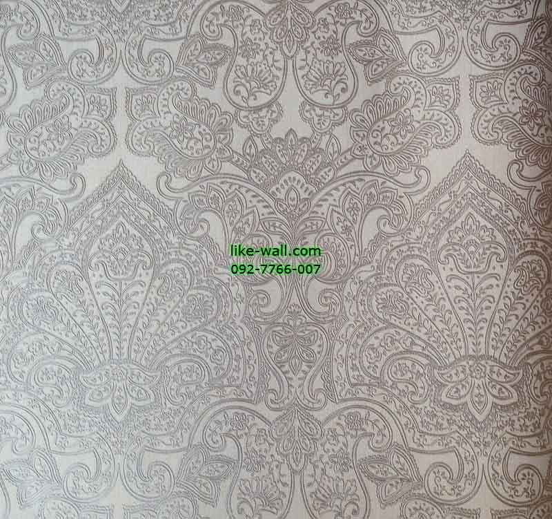 วอลเปเปอร์ติดผนังลายดอกไม้ ผสมลายหลุยส์ สีน้ำตาล