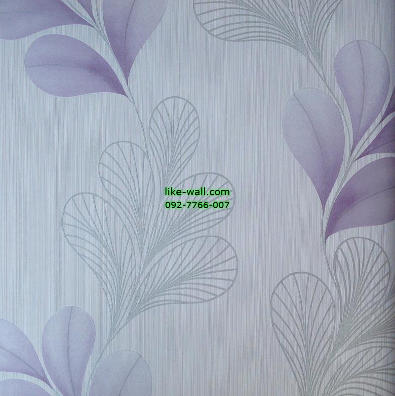 วอลเปเปอร์ติดผนังลายใบไม้สี เทา ม่วง