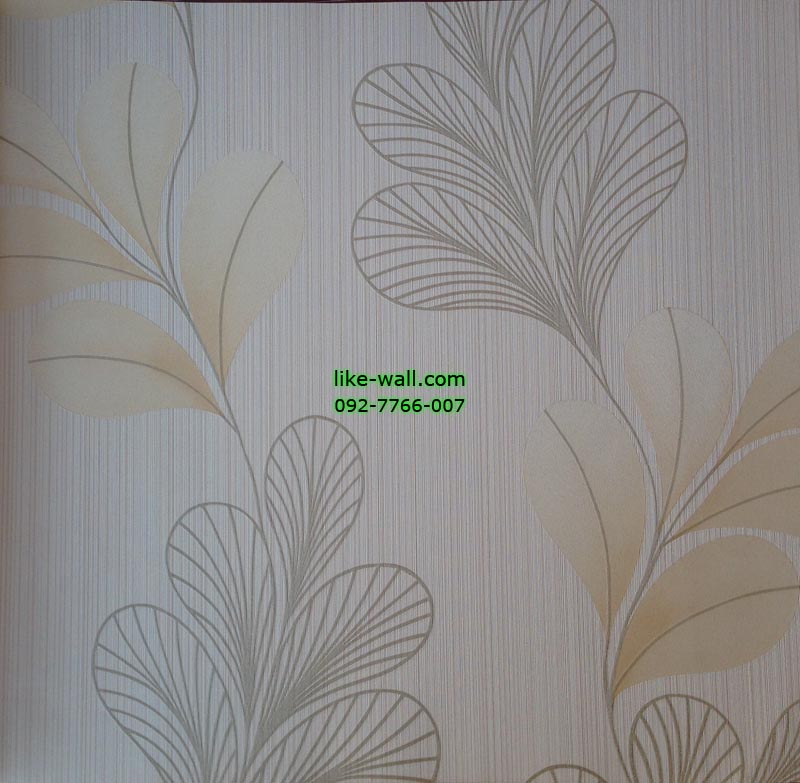 วอลเปเปอร์ติดผนังลายใบไม้ สีน้ำตาล ส้ม