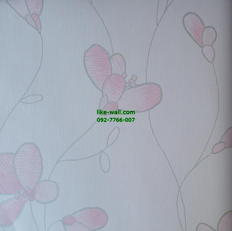 วอลเปเปอร์ติดผนังลายดอกไม้การ์ตูน สีชมพู