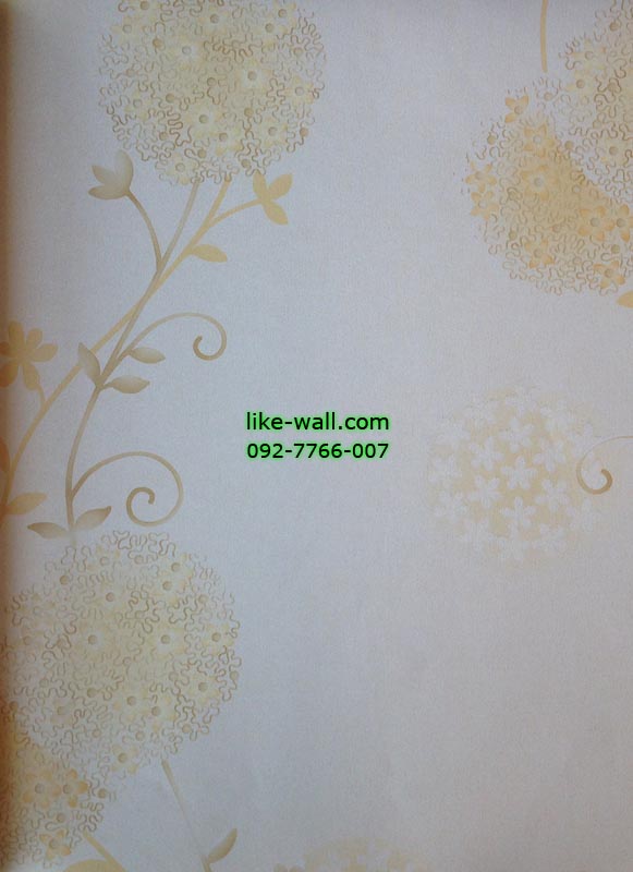 วอลเปเปอร์ติดผนังลายดอกไม้สีขาวส้ม พื้นขาว