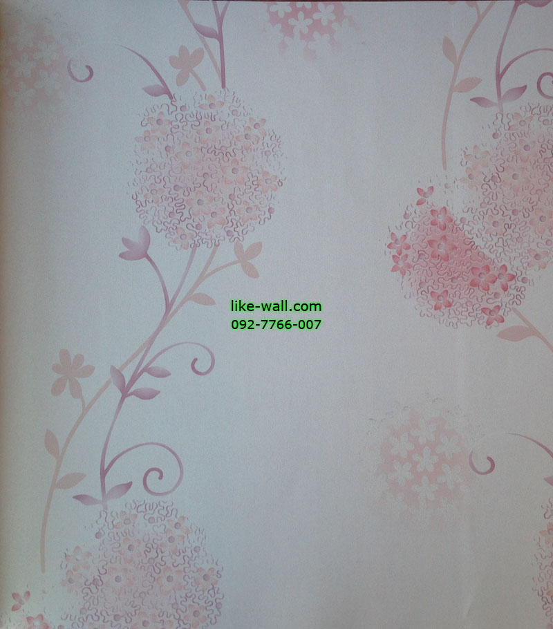วอลเปเปอร์ติดผนังลายดอกไม้สีชมพู ขาว พื้นสีชมพู