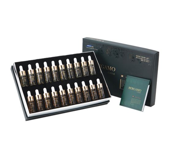 BERGAMO Caviar High Potency Ampoule Set 13 ml. (1 กล่องมี 20 ขวด) เซรั่มสูตรหน้าเด้ง ยกกระชับในหน้าให้เต่งตึง หน้ากระจ่างใส เนียนเด้ง ลด กระ ฝ้า จุดด่างดำจางหาย ริ้วรอยลดลง ลดความมันบนใบหน้า ลดรอยแดงจากสิว ผิวแข็งแรงขึ้น ผิวกระจ่างใสและเรียบเ