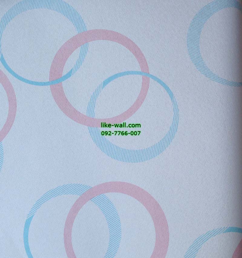 วอลเปเปอร์ติดผนังลายวงกลม สีฟ้า ชมพู