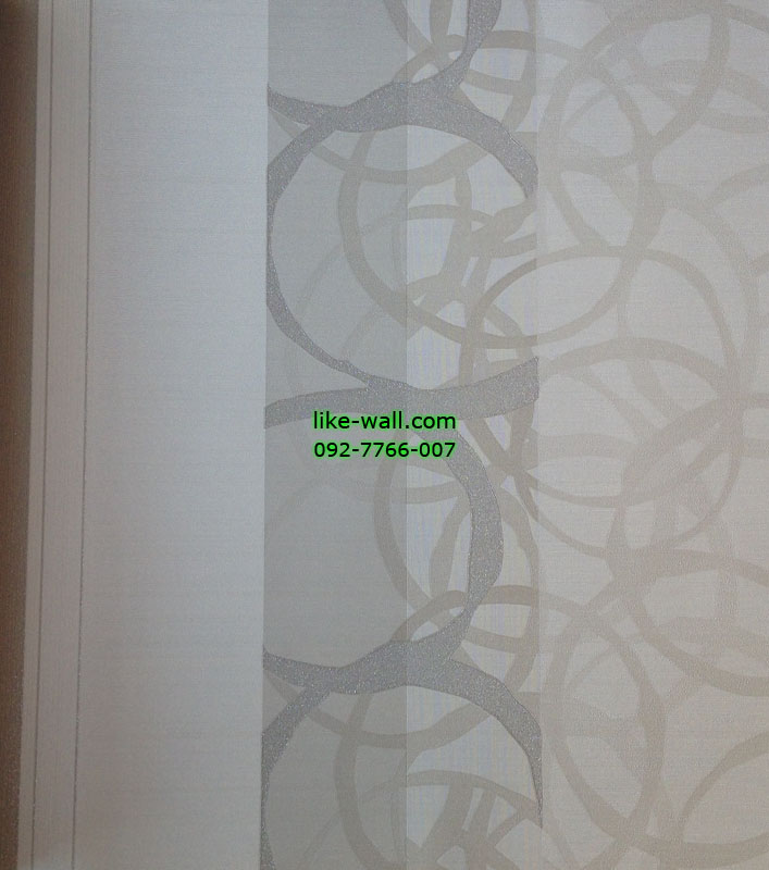 วอลเปเปอร์ติดผนังลายวงกลม สีเทา น้ำตาล พื้นขาว