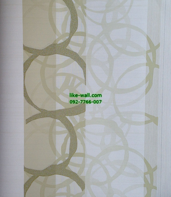 วอลเปเปอร์ติดผนังลายวงกลม สีทอง พื้นขาว