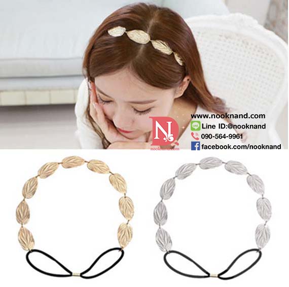 อุปกรณ์คาดผมใบไม้สีทอง ชนิดสายรัด สำหรับตกแต่งผม