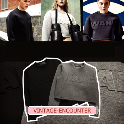 AL*EXANDER W*A*N*G  CREW NECK  / SWEATER  WANG เสื้อสเวตเตอร์ เสื้อกันหนาวแขนยาวผู้หญิง พื้นเงา ทรงหลวม คอลเลคชั่น ออทั่ม วินเทอร์ สไตล์ยุโรป/อเมริกา เสื้อแขนยาวแฟชั่นผู้หญิง เสื้อผ้าแฟชั่นสำหรับผู้หญิง 