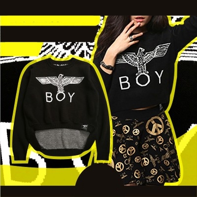 CREW NECK  /  SWEATSHIRT  BOYLONDON บอยลอนดอน  LOGO  เสื้อสเวตเตอร์ เสื้อไหมพรม เสื้อกันหนาวแขนยาวผู้หญิง เสื้อแขนยาวผู้หญิงแฟชั่น คอลเลคชั่น ออทั่ม วินเทอร์ สไตล์เกาหลี/ญี่ปุ่น