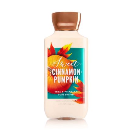 Bath & Body Works Sweet Cinnamon Pumpkin Shea & Vitamin E Body Lotion 236 ml. โลชั่นบำรุงผิวสุดพิเศษ กลิ่นหอมฟักทองผสมกลิ่นซินนามอน หอมหวานเหมือนขนมคะ