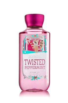 Bath & Body Works TWISTED PEPPERMINT Shea & Vitamin E Shower Gel 295ml. เจลอาบน้ำกลิ่นหอมติดกายนานตลอดวัน กลิ่นหอมเปปเปอร์มิ้นท์ หอมสดชื่นโล่งจมูกคะ ผสมกับกลิ่นวนิลลา ให้กลิ่นที่หอมสดชื่นไม่ฉุนคะ