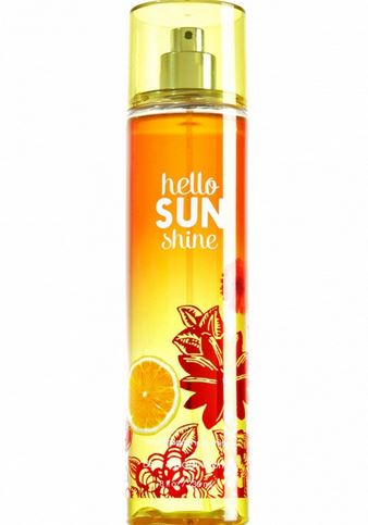 Bath & Body Works Hello Sunshine Fine Fragrance Mist 236 ml. สเปร์ยน้ำหอมที่ให้กลิ่นติดกายตลอดวัน กลิ่นหอมของผลส้มกับลูกแพร์ กลิ่นหอมสดชื่นคล้ายแอปเปิ้ลฟูจิ ปลายๆกลิ่นมีกลิ่นดอกมะลิอ่อนๆ ให้ความรู้สึกสดชื่นผ่อนคลายคะ