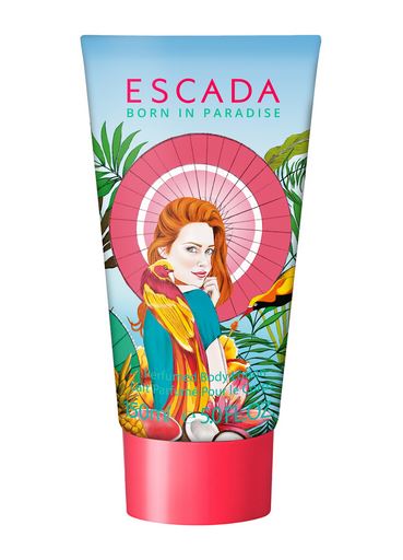 Escada Born in Paradise Perfumed Body Lotion 50ml. โลชั่นทาผิวกายสูตรเพิ่มความชุ่มชื่น ที่มาพร้อมน้ำหอมที่ดื่มด่ำไปกับรสชาติของน้ำผลไม้และกลิ่นที่งดงามของแสงอาทิตย์ธรรมชาติ ด้วยส่วนประกอบที่ผสมไปด้วยผลไม้นานาพันธุ์ปลุกเร้าสัมผัสให้ตื่นขึ้นด้วย แ