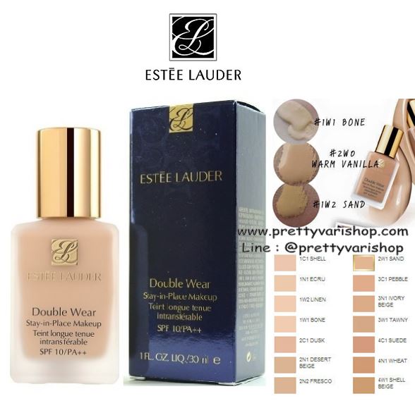 Estee Lauder Double Wear Stay-in-Place Makeup SPF10 / PA++ ไซส์จริง 30 ml. รองพื้นที่พร้อมมอบผิวเนียนเรียบสมบูรณ์แบบไร้ที่ติ และสัมผัสที่บางเบาสบายไม่หนักหน้า เนื้อครีมสูตรติดทนนาน ปกปิดทุกจุดบกพร่องให้ดูเนียนใสเป็นธรรมชาติได้ยาวนานตลอดวัน  แม