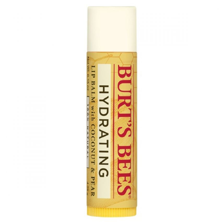 BURT'S BEES Hydrating Lip Balm with Coconut & Pear ลิปบาล์มที่ช่วยเติมเต็มและกักเก็บความชุ่มชื่นให้กับริมฝีปาก ด้วยน้ำมันมะพร้าวสารสกัดจากลูกแพร์และเชียร์บัทเทอร์นุ่มชุ่มชื้น เผยให้เห็นริมฝีปากเรียบเนียนสุขภาพดี รวมทั้งปรับสีของริมฝีป