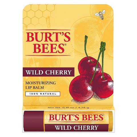 BURT'S BEES Moisturizing Lip Balm Wild Cherry ขนาด 0.15 oz. ลิปบาล์มจากส่วนผสมของผลเชอร์รีป่า ที่มีมอยเจอร์ไรเซอร์เข้มข้น  บำรุงล้ำลึก สำหรับริมฝีปากที่ลอก แห้งแตกมากเป็นพิเศษ ให้กลับมาชุ่มชื้นเนียนเรียบขึ้น พร้อมกลิ่นหอมสดชื่นของเชอร์รี่