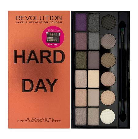 *พร้อมส่ง*Makeup Revolution MUR Salvation Palette Hard Day แบรนด์ใหม่จากอังกฤษ พาเลทอายเชโดว์ 18 สี โทนสีสโมคกี้ มีเนื้อแมท 6 สี กับเนื้อชิมเมอร์ 12 สี สีสวยระยิบระยับ เม็ดสีเข้มเนื้อเนียนละเอียด ติดทน