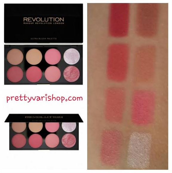 *พร้อมส่ง*Makeup Revolution MUR Ultra Blush Palette Sugar & Spice พาเลตปัดแก้มจัดหนัก 8 สี ผสมสีแล้วปัด ได้สีแก้มใหม่ ไม่ซ้ำใคร สีชมพู ไม่ซ้ำกัน 6 เฉด มีตั้งแต่ชมพูอ่อน ไปจนถึงชมพูเข้ม พร้อม Contour เอาไว้ไล้หน้าเรียวอีก 2 เฉด ความพิเศษอยู่ที่ 2 ส