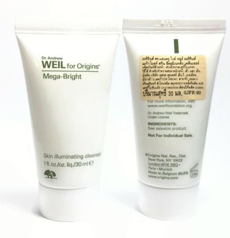 **พร้อมส่ง**Origins Dr. Andrew Weil for Origins Mega-Bright Skin Illuminating Cleanser ขนาดทดลอง 30ml. คลีนเซอร์เนื้อโฟมสูตรอ่อนโยนจากพลังธรรมชาติ Rosa Roxburghiii และมะพร้าว สารทำความสะอาดจากธรรมชาติจึงสามารถขจัดสิ่งสกปรกและคราบเครื่องสำอางต่างๆ ใช้ได้กั