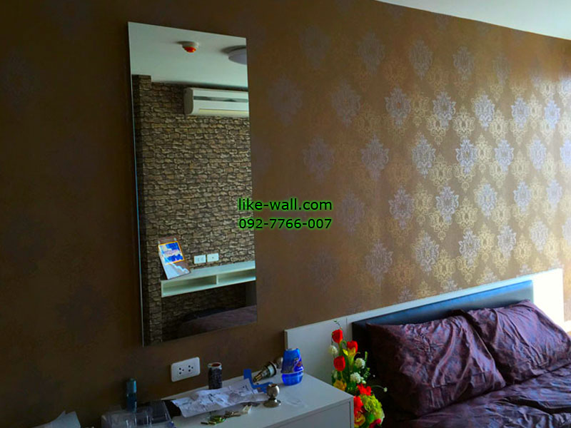 ตัวอย่างผลงานติดตั้งวอลเปเปอร์ ลายหลุยส์ ที่ I condo อุดมสุข