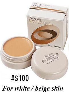 Shiseido Spots Cover Foundation 20g. #S100 ผิวขาว คอนซีลเลอร์เนื้อครีม อันดับ1 จาก Cosme.net Japan มา 2ปีซ้อนสีนี้ออกเบจอ่อนๆ ใช้กับผิวขาว-ขาวเหลือง เนื้อเนียนมากๆ ปกปิดได้เนียนเรียบ แต่ไม่ทิ้งคราบหนา ช่วยกลบรอยสิว รอยแผลเป็น