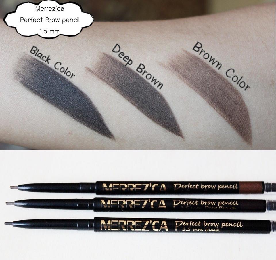  Merrez'ca Perfect Brow pencil หัวเล็กมากสุดถึง1.5 มิล ไม่ไหลเยิ้ม กันน้ำ100%ไม่ต้องกลัวเลยในวันที่เหงื่อเยอะ... เขียนง่ายไม่เป็นอยากก้อน เนื้อดินสอนิ่มแต่ไม่เหลวและหักง่ายจนเกินไป