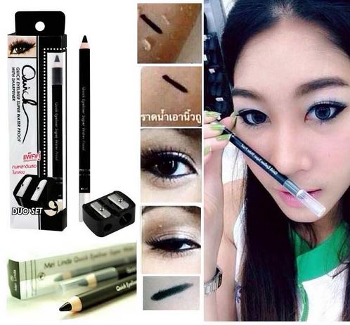 **พร้อมส่ง**Mei Linda Quick Eyeliner Super Waterproof with Sharpener Duo Set เซ็ทสุดคุ้มพร้อมกบเหลา 2 หัวในกล่อง ดินสอไลน์เนอร์สุดยอดกันน้ำ สีดำสนิท แห้งเร็ว ติดทนทาน เนื้อเนียน เขียนง่าย ไม่เลอะ ไม่แพนด้า ติดทนนานทั้งวัน ทำให้ดวงตาของคุณดูสวยแลมีเสน่ห์ ร