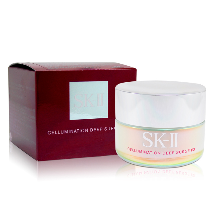 SK-II Cellumination Deep Surge EX 50 g. มอยซ์เจอร์ไรเซอร์เนื้อเจลบางเบา ที่ทำหน้าที่ปรนนิบัติผิวหน้าอย่างล้ำลึก ช่วยลดเลือนจุดด่างดำ ปรับสีผิวให้ดูสม่ำเสมอ เนื้อเจลที่เข้มค้นสามารถมอบความชุ่มชื้นให้กับผิวหน้า เพื่อผิวกระจ่างใส ดูขาวสว่า