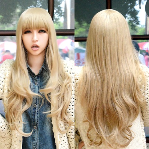 วิกผมคอสเพลย์ สีบลอนด์ทองหน้าม้า ยาว 65-70 ซม Cosplay wig วิกผมแฟนซี