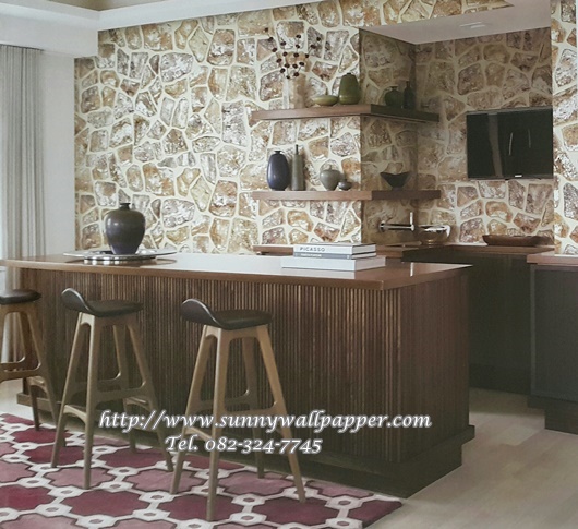 วอลเปเปอร์ติดผนังลายอิฐ หิน ปูน ไม้ เกาหลี 01