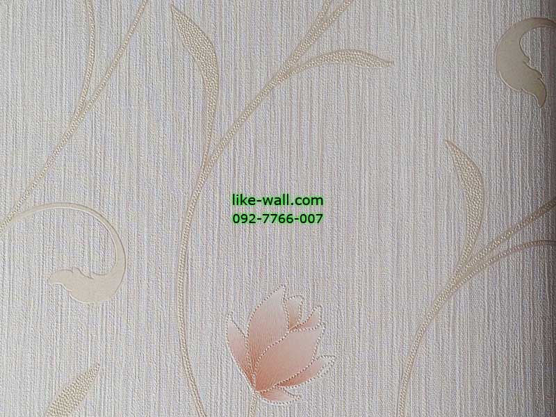 วอลเปเปอร์ติดผนังลายดอกไม้ สีส้ม