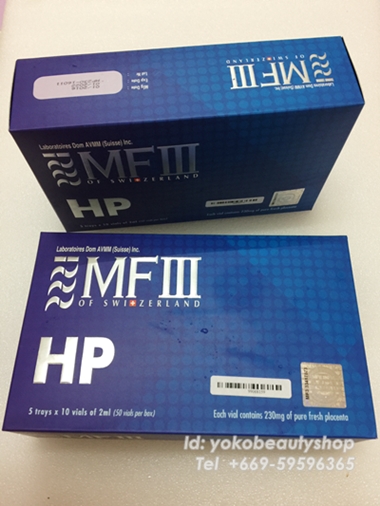 MF3hp ฟื้นฟูซิ่มแซมผิวMF3 HP Human Placenta 230 mg. (50 amp)