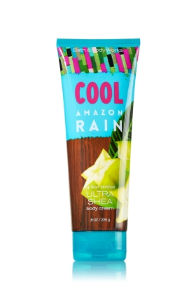 Bath & Body Works Cool Amazon Rain 24 Hour Moisture Ultra Shea Body Cream 226g. ครีมบำรุงผิวสุดเข้มข้น มีกลิ่นหอมติดทนนาน ด้วยกลิ่นหอมสดชื่นชุ่มฉ่ำของกลิ่นส้ม และผลมะเฟื่อง ผสมกับกลิ่นดอกไม้ป่าอย่างดอกกล้วยไม้ และมะลิ กลิ่นหอมสดชื่นมากคะ