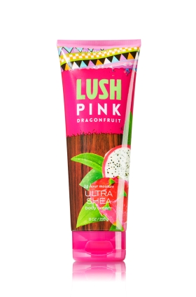 Bath & Body Works Lush Pink Dragonfruit 24 Hour Moisture Ultra Shea Body Cream 226g. ครีมบำรุงผิวสุดเข้มข้น มีกลิ่นหอมอ่อนๆของผลไม้ แก้วมังกร และผลพลัม หอมน่ากินคะ