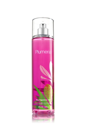 Bath & Body Works Plumeria Fine Fragrance Mist 236 ml. สเปร์ยน้ำหอมที่ให้กลิ่นติดกายตลอดวัน ด้วยกลิ่นแนวสปาทะเลเขตร้อน ด้วยกลิ่นของดอกลีลาวดีสีชมพู และดอกมะลิ ให้ความหอมรู้สึกผ่อนคลายคะ