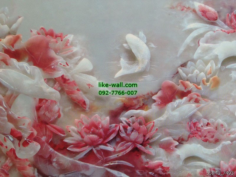 วอลเปเปอร์ติดผนังลายหยก สีแดง