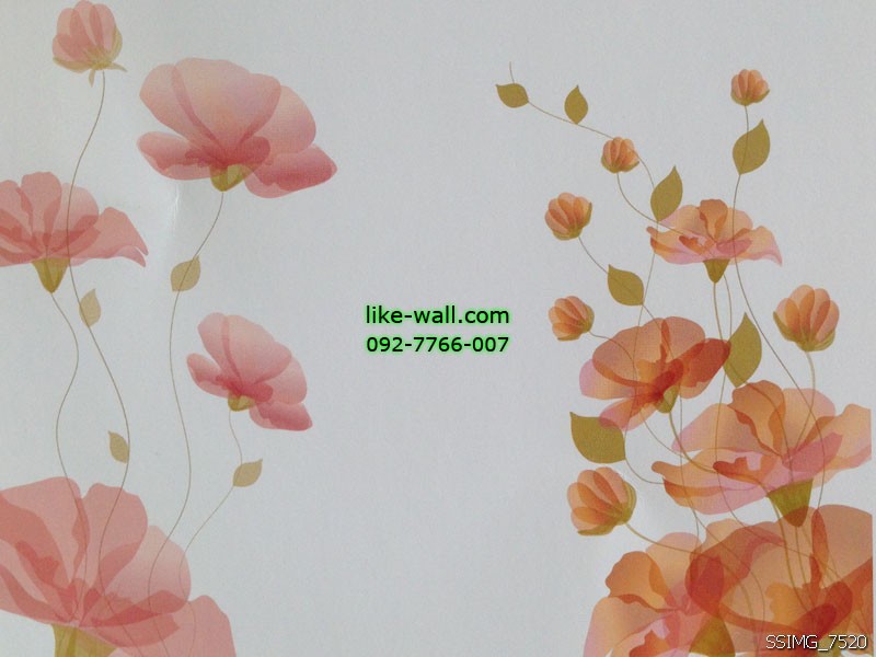 วอลเปเปอร์ติดผนังลาย flower สีส้ม