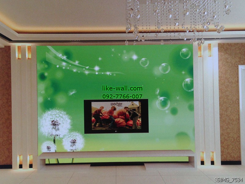 วอลเปเปอร์ติดผนังลายกราฟฟิก สีเขียว