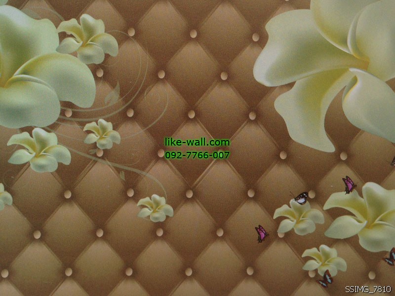 วอลเปเปอร์ติดผนังลายดอกไม้ พื้นสีน้ำตาล