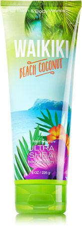Bath & Body Works Waikiki Beach Coconut 24 Hour Moisture Ultra Shea Body Cream 226g. ครีมบำรุงผิวสุดเข้มข้น มีกลิ่นหอมมะพร้าวกับกลิ่นไม้หอม ซึ่งปลายๆกลิ่นจะคล้ายๆกลิ่นเบอร์รีหอมนุ่ม กลิ่นรู้สึกเซ็กซี่มากคะ