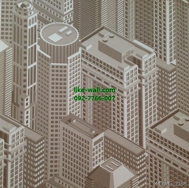 วอลเปเปอร์ติดผนังลายตึก 3D สีน้ำตาลอ่อน