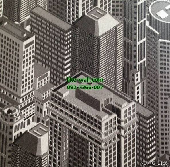 วอลเปเปอร์ติดผนังลายตึก 3D สีดำ