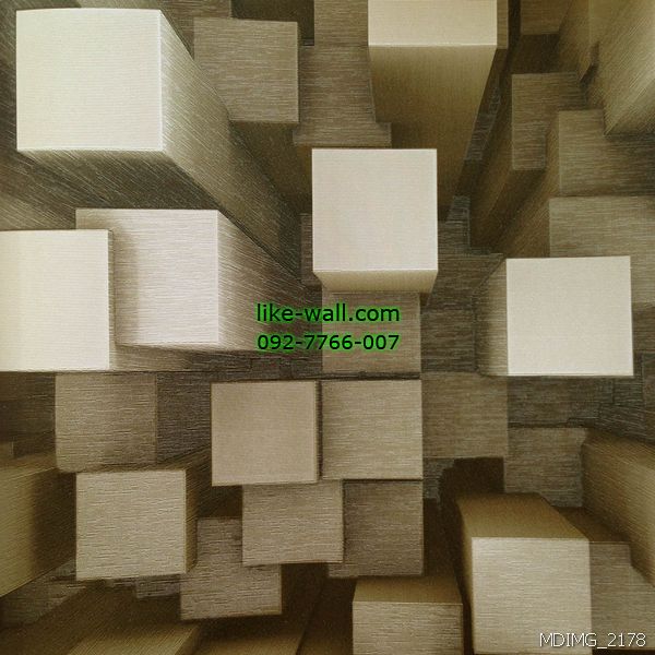 วอลเปเปอร์ติดผนังลายแท่งไม้ 3D สีน้ำตาลอ่อน