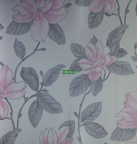 วอลเปเปอร์ติดผนัง ลายดอกกล้วยไม้ สีชมพูอ่อน พื้นหลังสีขาว