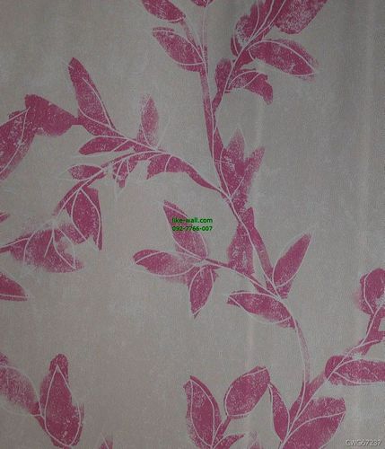 วอลเปเปอร์ติดผนัง ลายใบไม้ สีชมพู พื้นหลังสีขาว