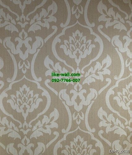 วอลเปเปอร์ติดผนังลายเรทโทร สีครีม พื้นหลังสีน้ำตาลอ่อน