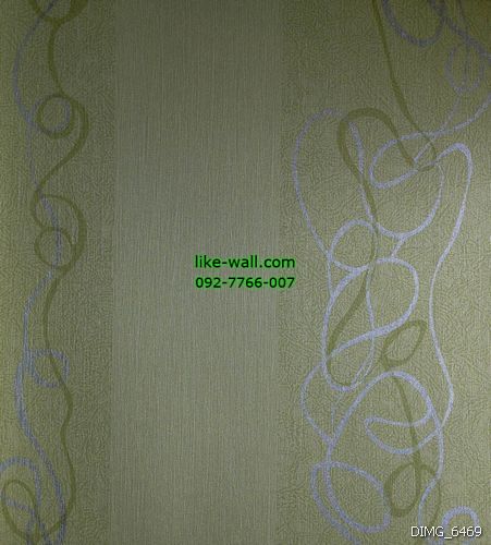 วอลเปเปอร์ติดผนัง ลายเส้นโค้งดัด สีเขียว-เงิน พื้นหลังสีเขียว
